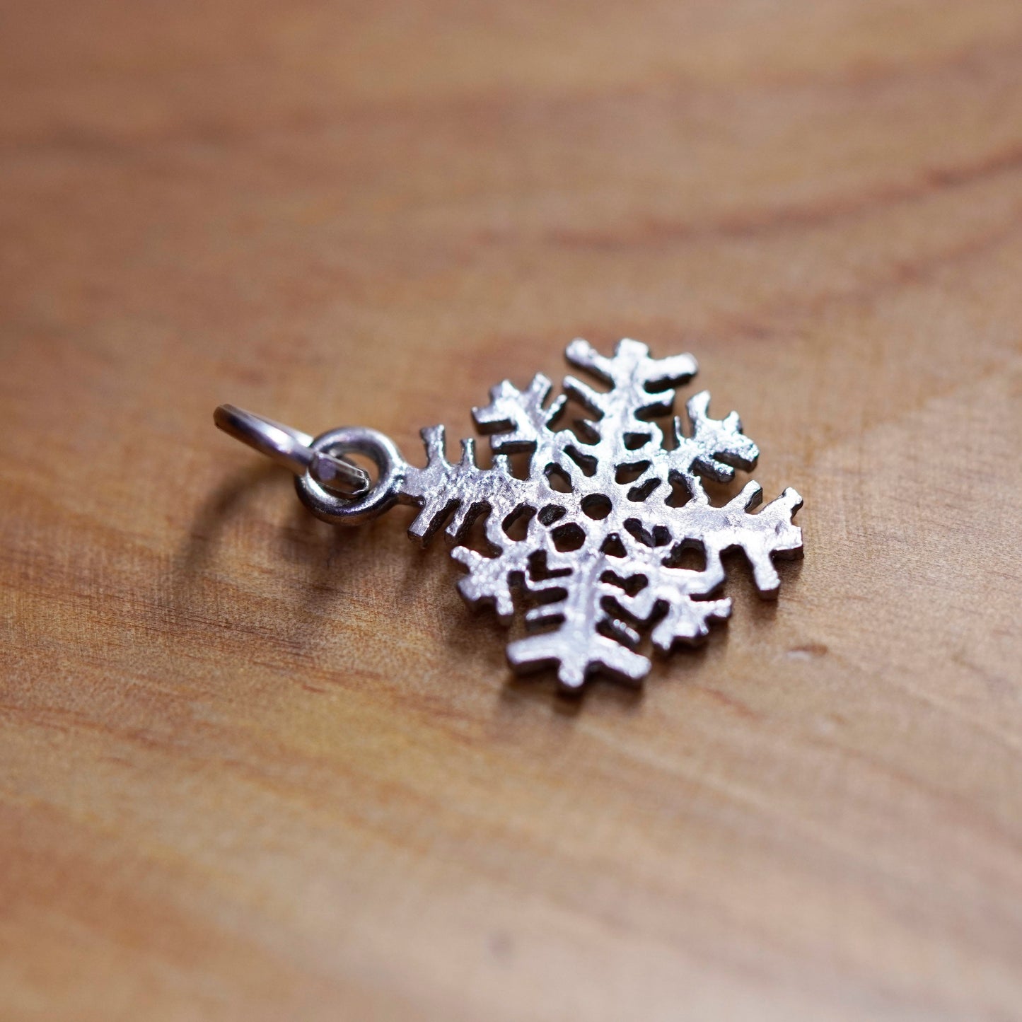 Vintage sterling 925 silver handmade snowflake charm pendant