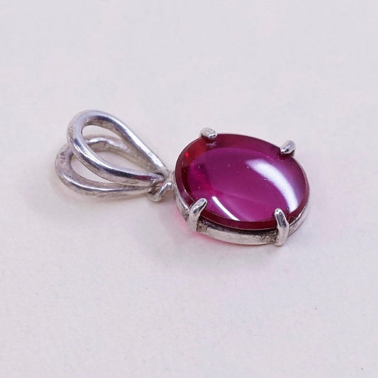 VTG Sterling silver handmade pendant, 925 silver ruby pendant, stamped 925