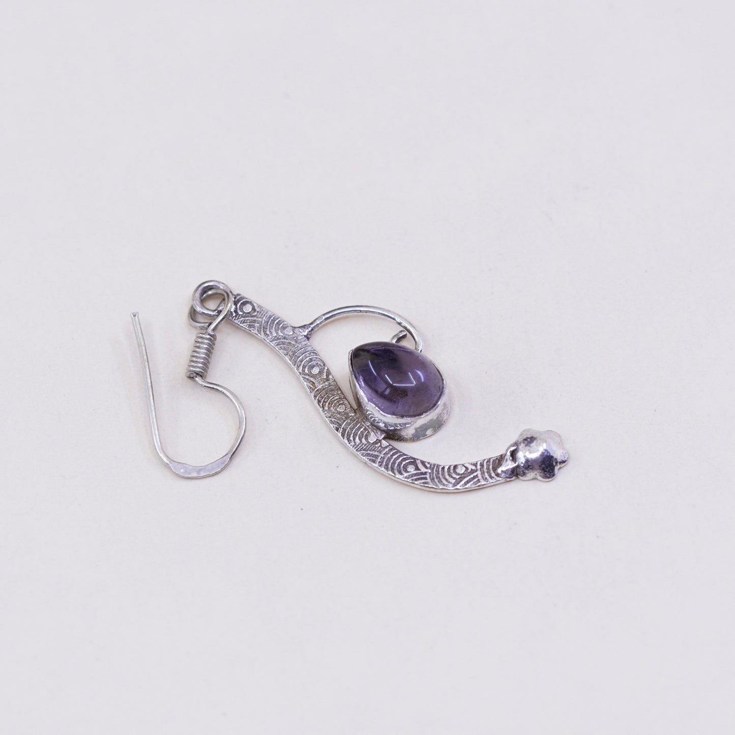 Vintage Sterling 925 silver handmade earrings with amethyst teardrops