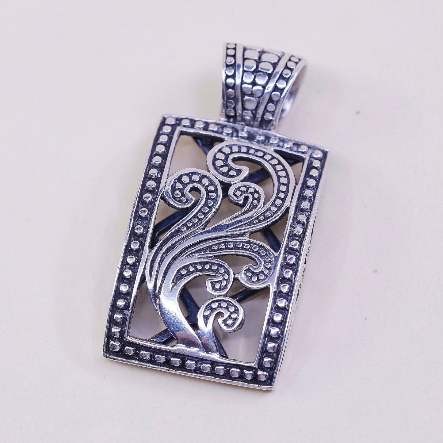 Vintage Silpada sterling silver handmade charm, 925 filigree bali slide pendant