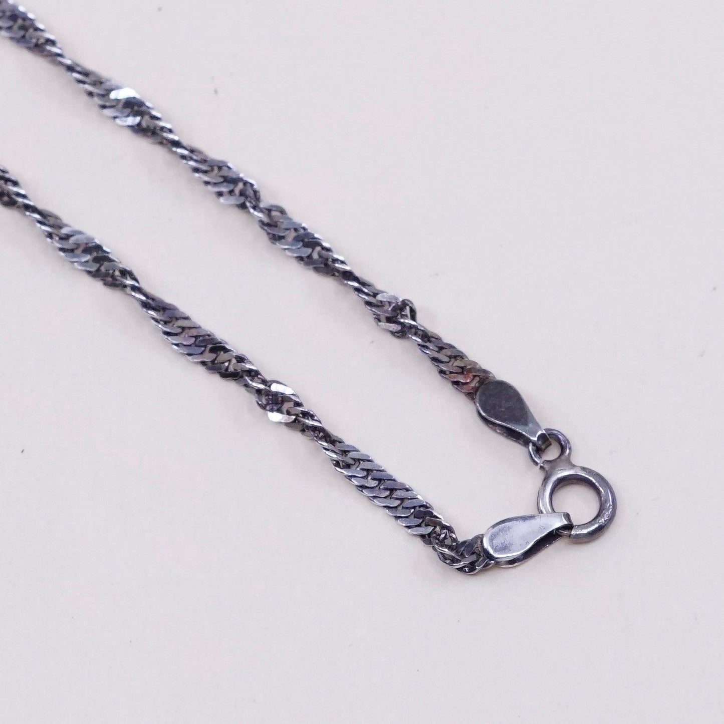 18”, 2mm, Vintage sterling silver Italy 925 silver twisted curb chain, necklace