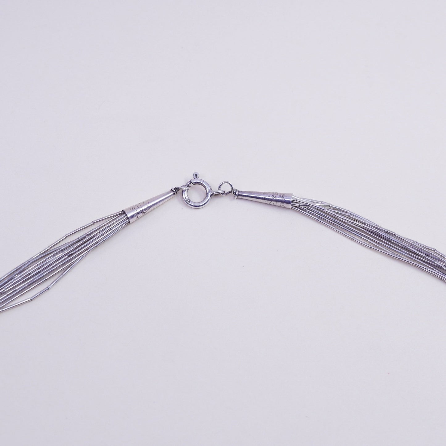 24”, liquid Sterling 925 silver 10 strands necklace, Native American