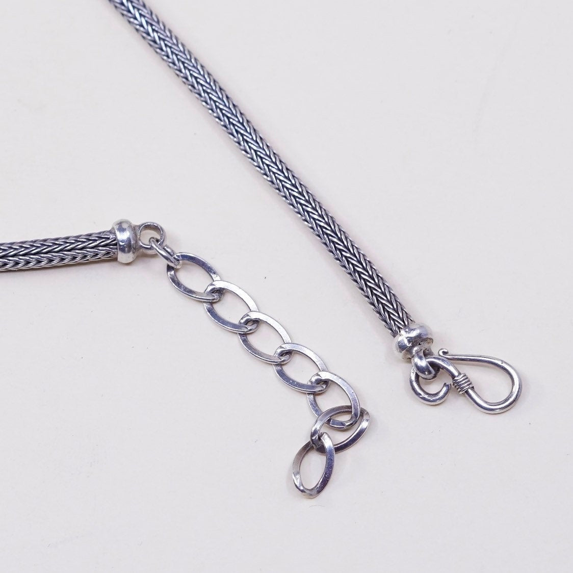 17", 5mm, sterling silver wheat link chain , beads pendant, 925 necklace