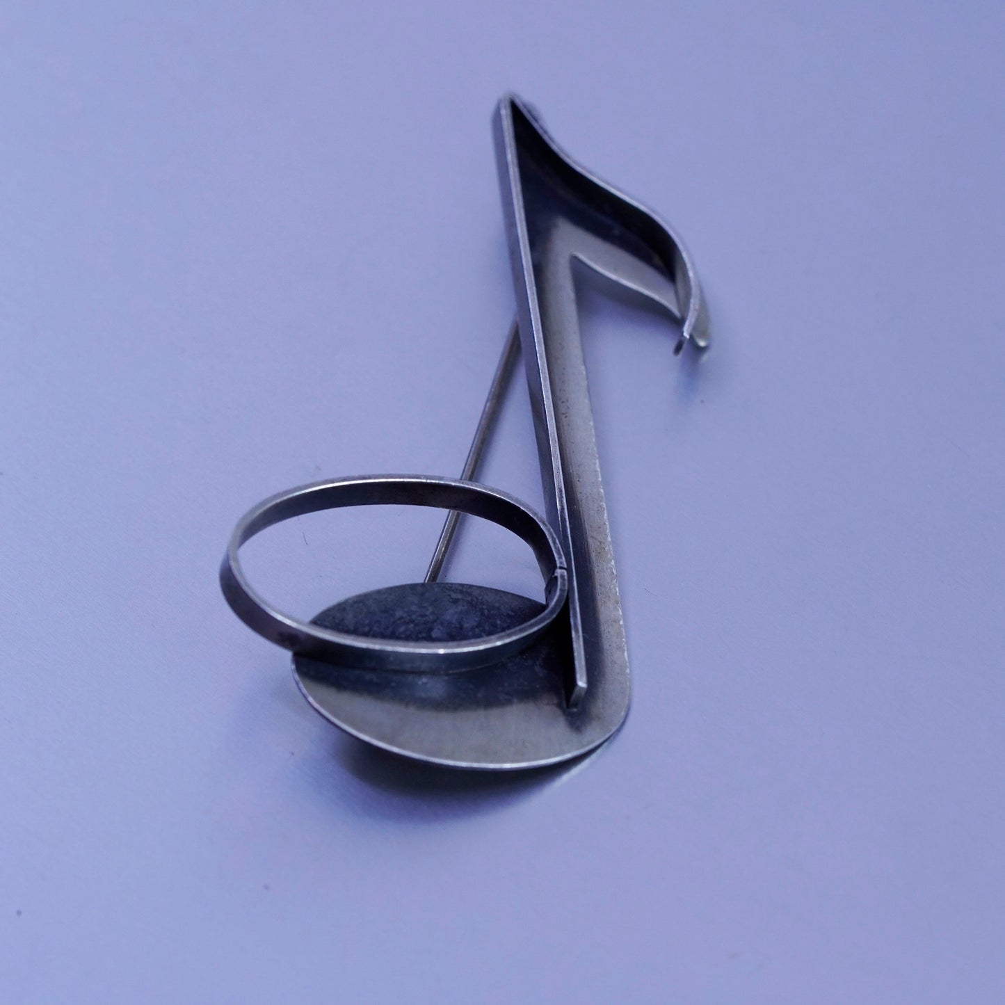 Vintage Beau sterling silver handmade brooch, modern 925 music symbol pin