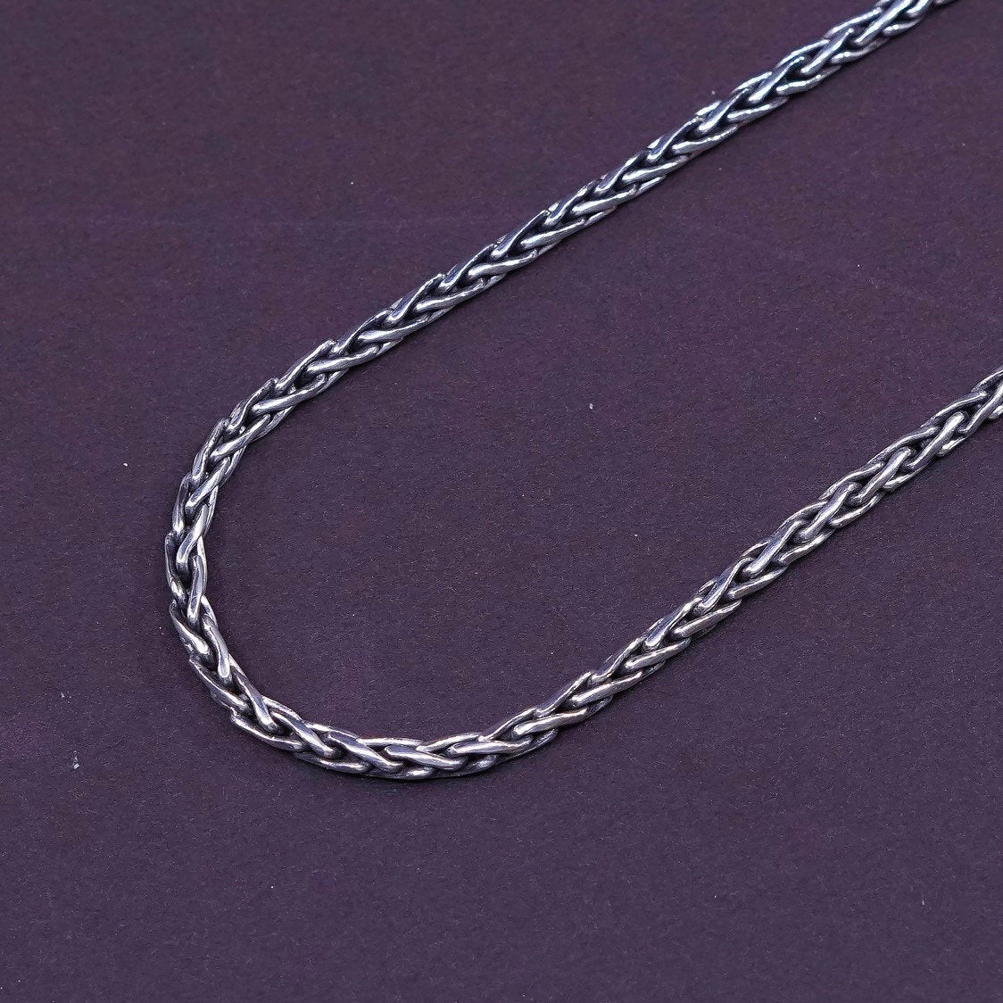 17", 3mm, Indonesia BA Suarti Sterling silver handmade necklace 925 wheat chain