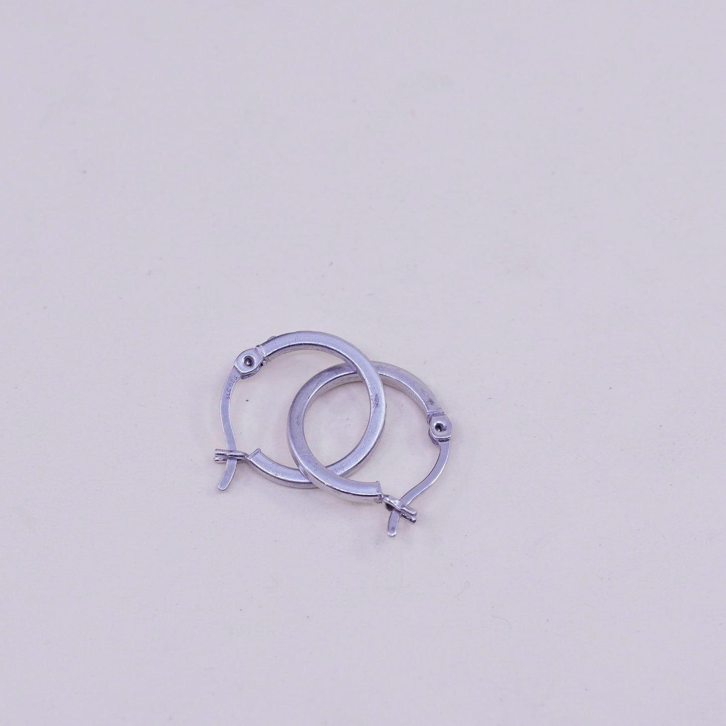 0.5”, Vintage sterling silver loop earrings, textured fine 925 silver hoops