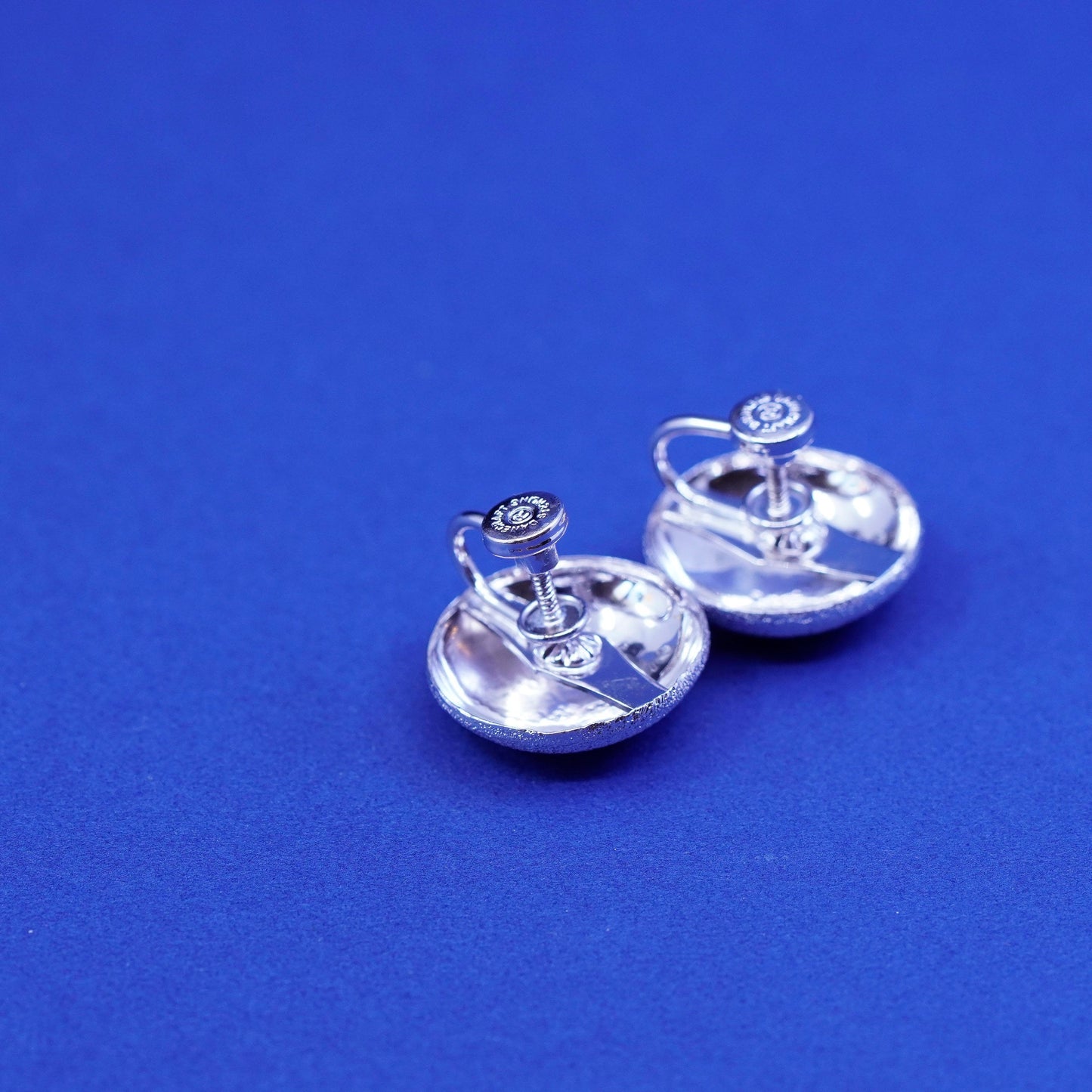 danecraft Sterling silver handmade earrings, 925 glittering Button screw back