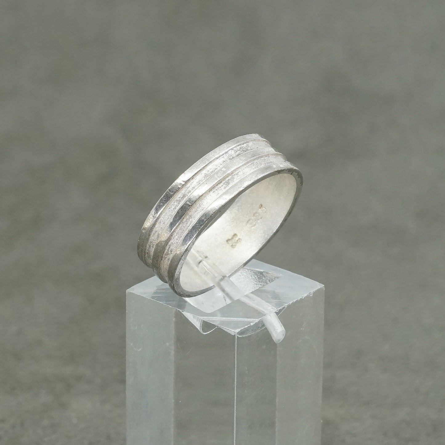 sz 9, vtg Sterling silver handmade ring, maxico 925 band w/ ribbed