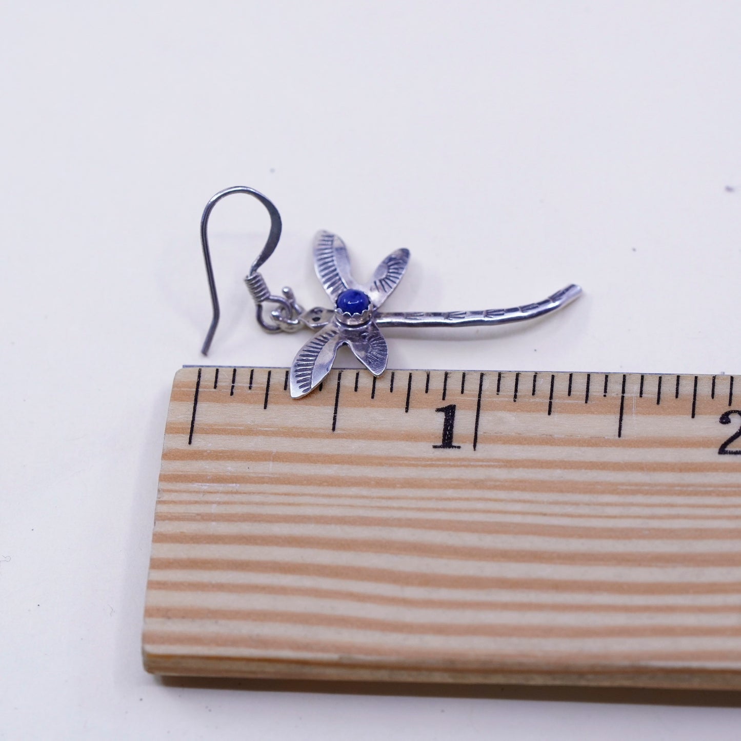 Native American southwestern sterling 925 silver dragonfly earrings lapis lazul