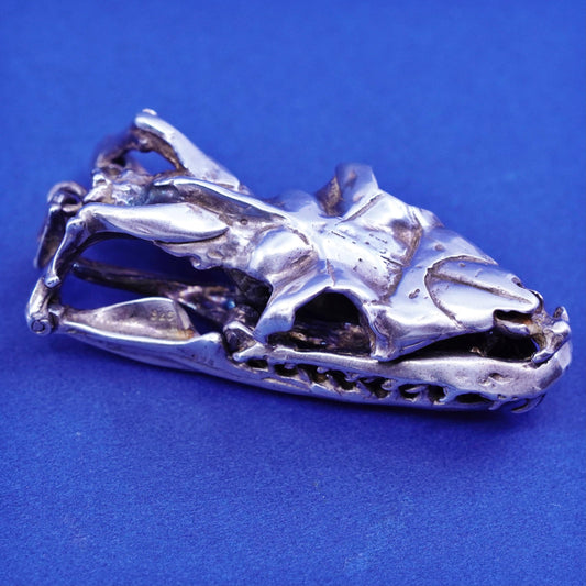 rare sterling 925 silver handmade snake head skeleton pendant movable joints