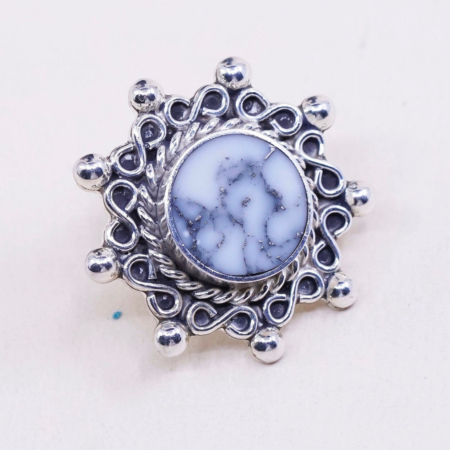 Mexico Sterling silver handmade earrings southwestern 925 studs w/ marble resin
