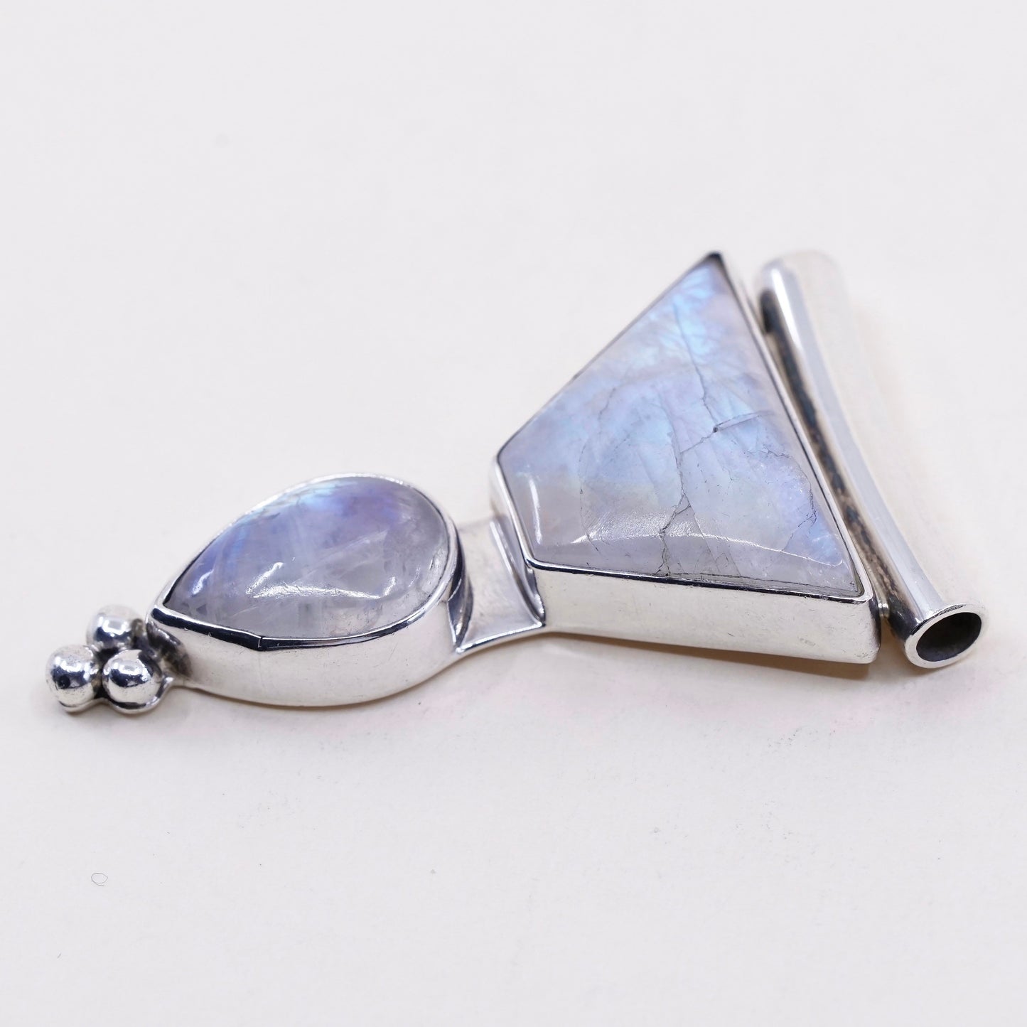 Vintage Mexico Sterling 925 silver handmade pendant with moonstone