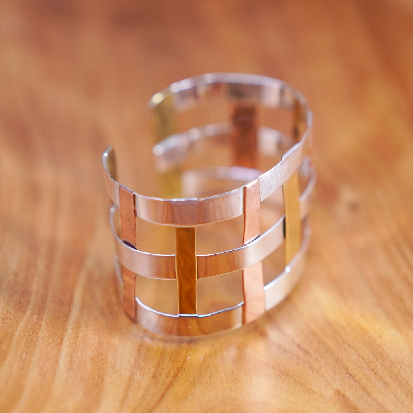 6.75”, RLM Studio Robert Lee Morris Sterling Silver Copper Brass Cuff Bracelet