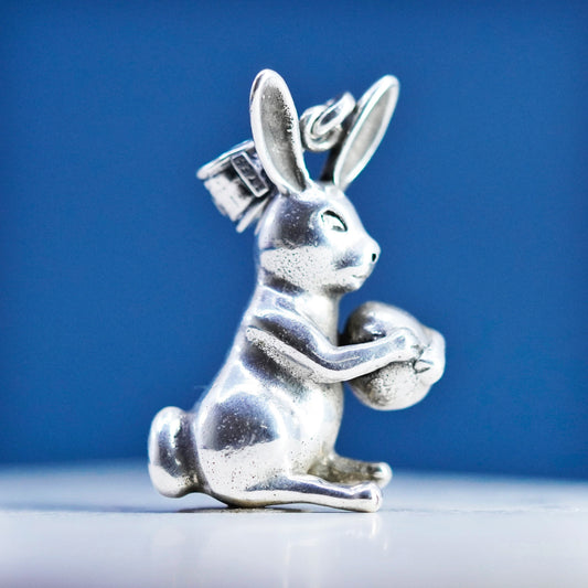 Vintage Sterling silver handmade pendant, 925 bunny rabbit