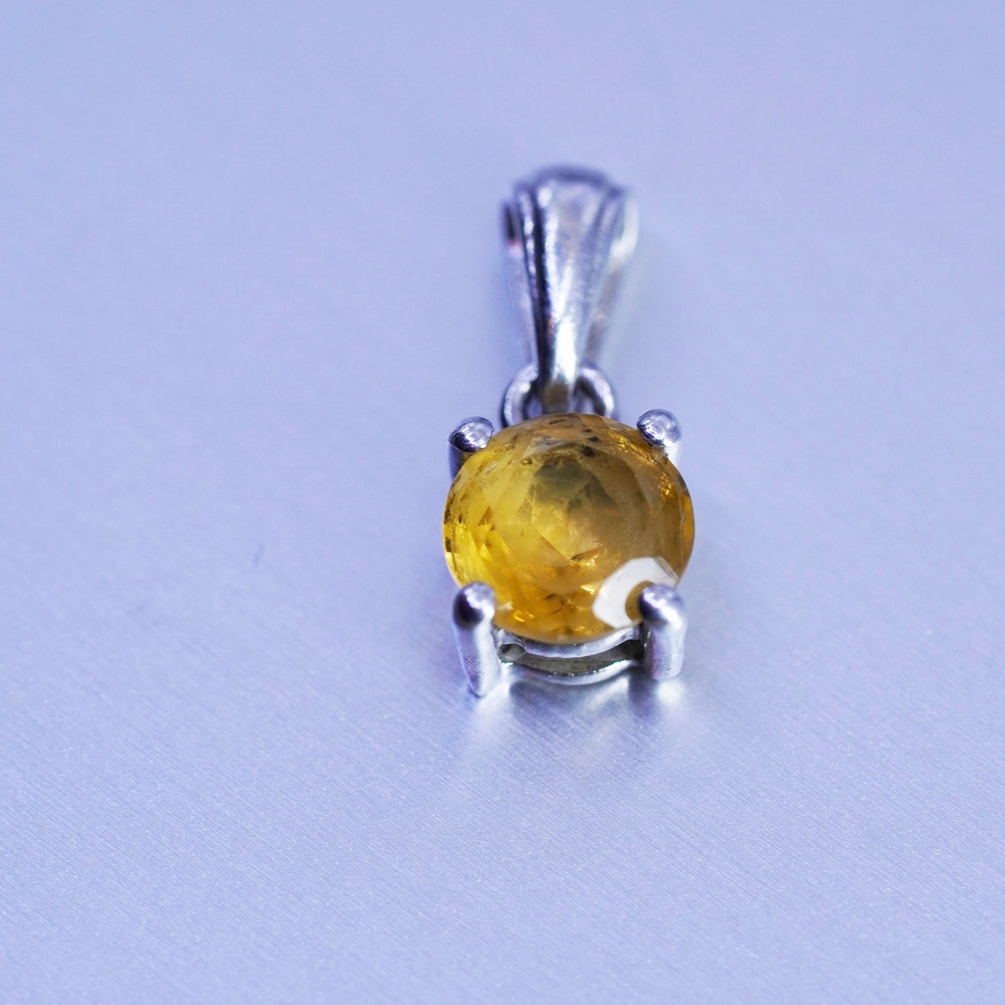 antique sterling 925 silver handmade charm pendant with citrine