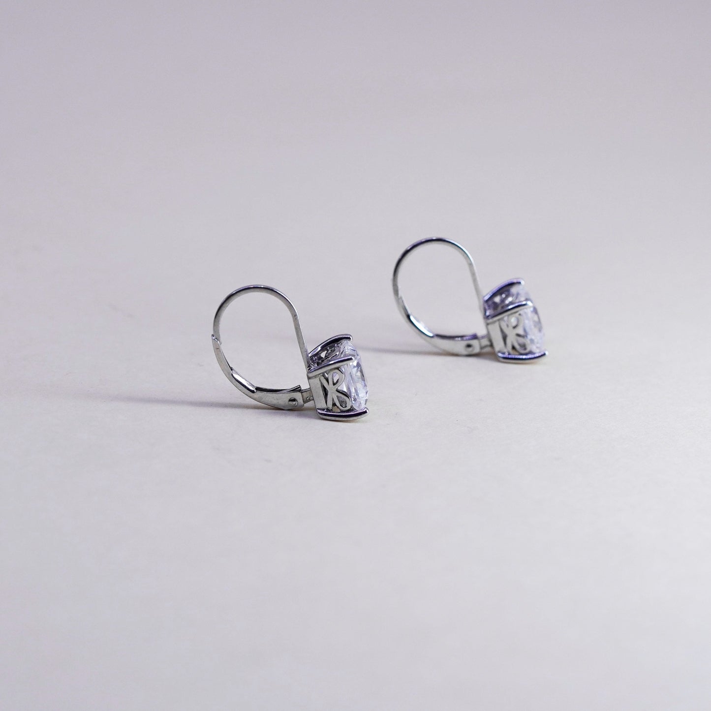 Vintage Sterling 925 silver handmade earrings, Cz dangles