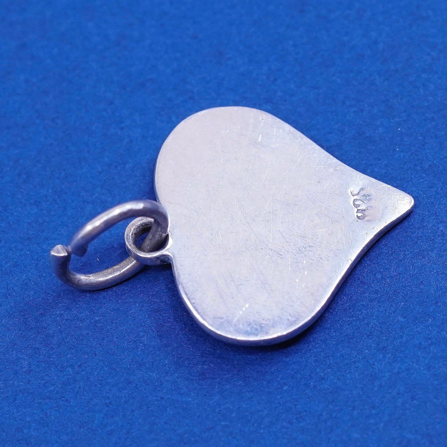 Vintage sterling silver handmade pendant, 925 heart charm, stamped 925