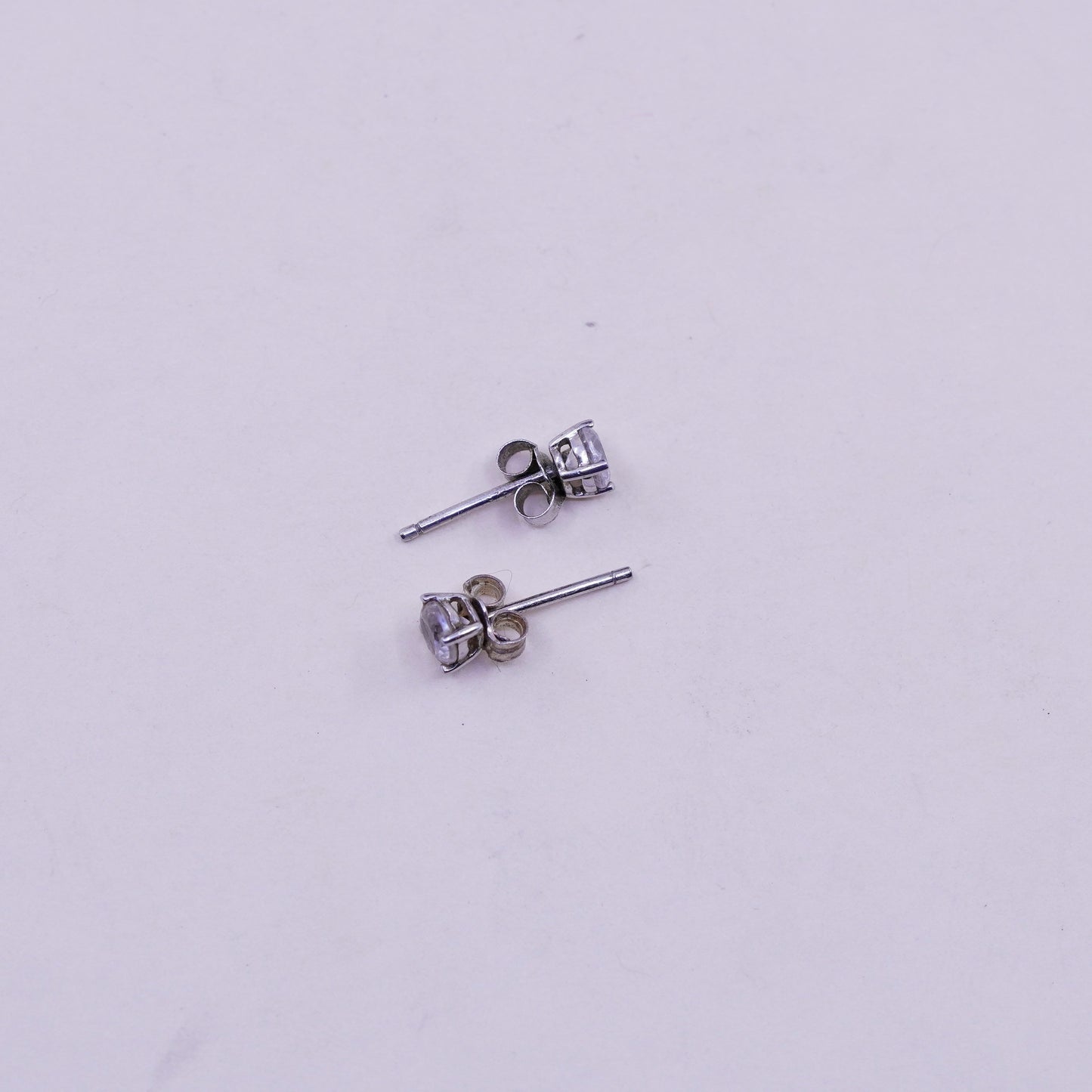 3mm, Vintage sterling 925 silver cz studs, minimalist earrings