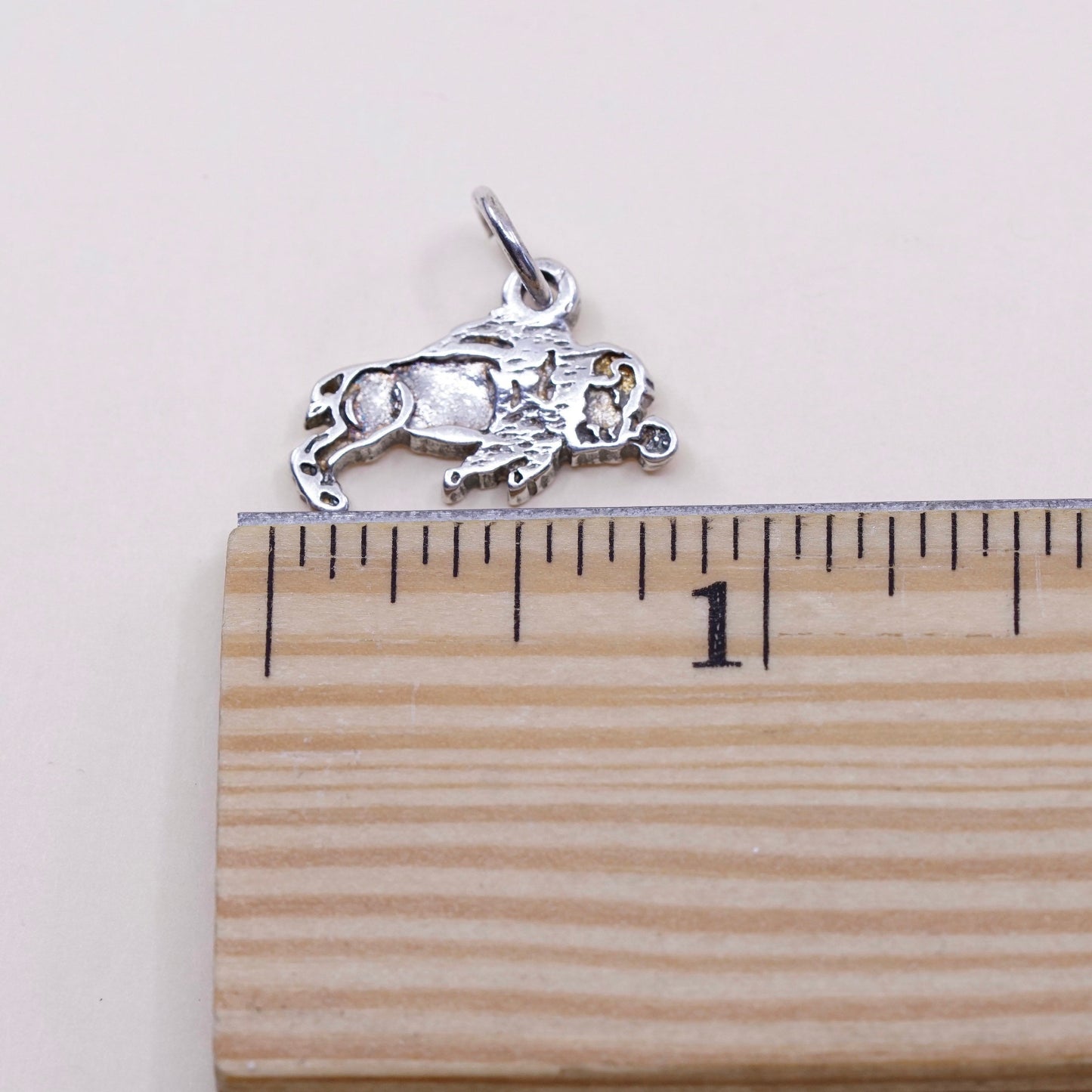 Vintage Sterling silver handmade pendant, 925 silver bull ox charm