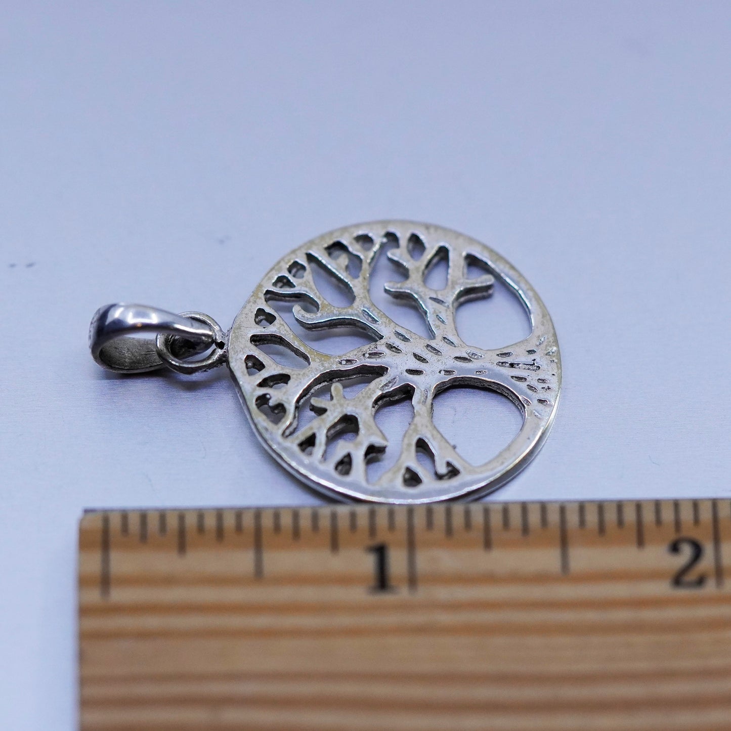 Vintage sterling 925 silver filigree tree pendant