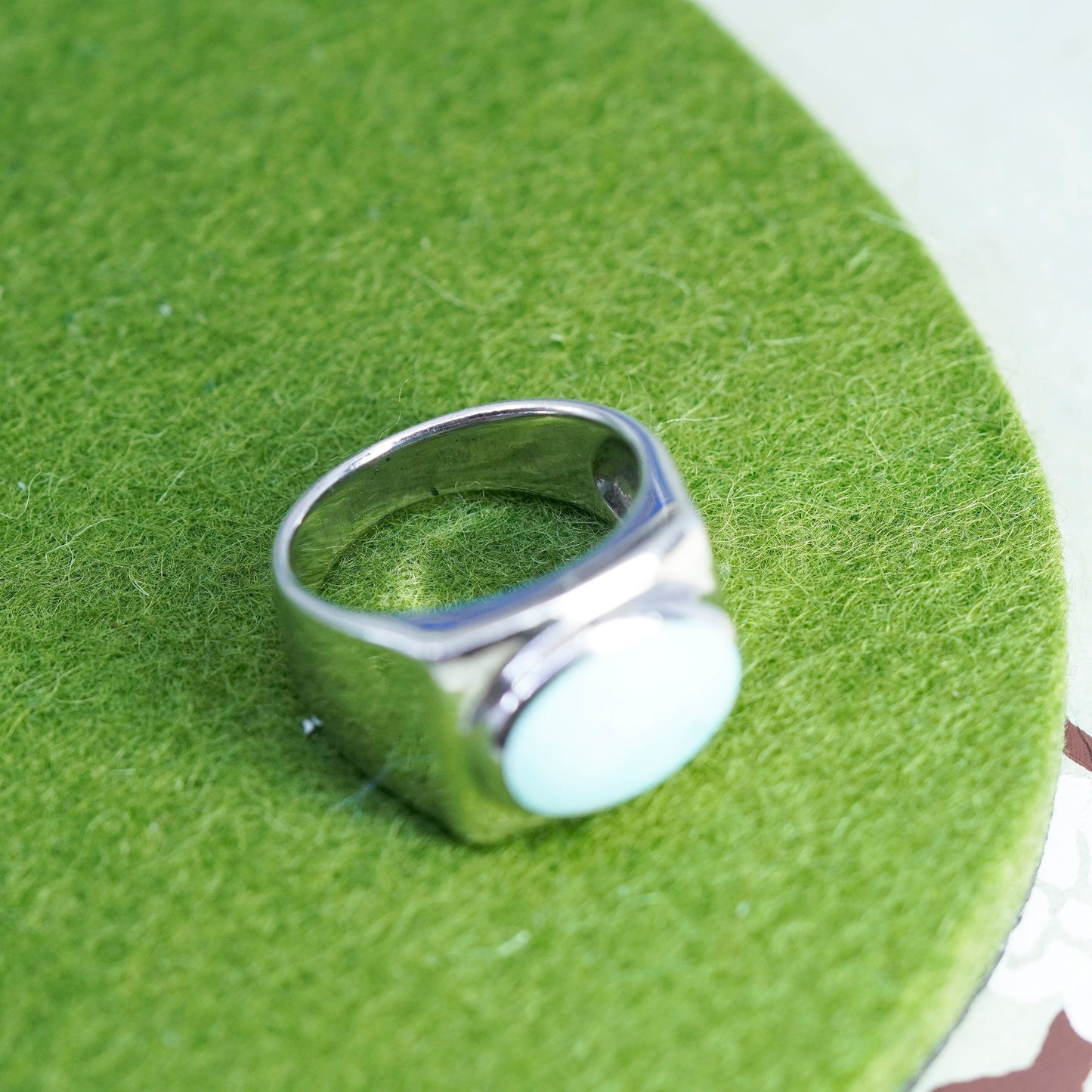 Size 7.25, vintage Sterling silver handmade ring, 925 band with turquoise inlay