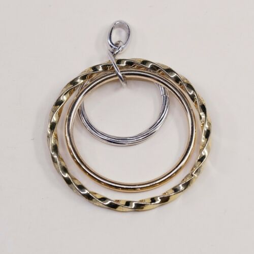 Vintage Sterling Silver Handmade Pendant, 925 Multi Color Circle Pendant