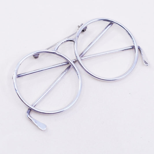 Vintage Sterling silver handmade brooch, 925 sunglasses glass, jewelry