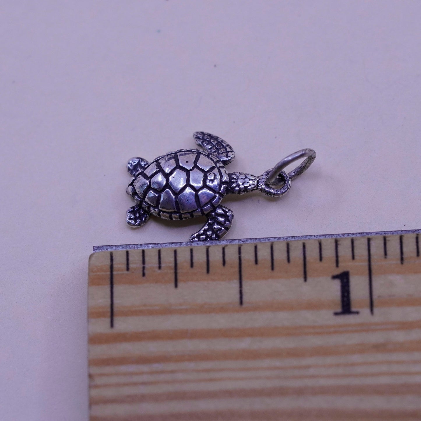 Vintage sterling silver handmade pendant, 925 turtle charm