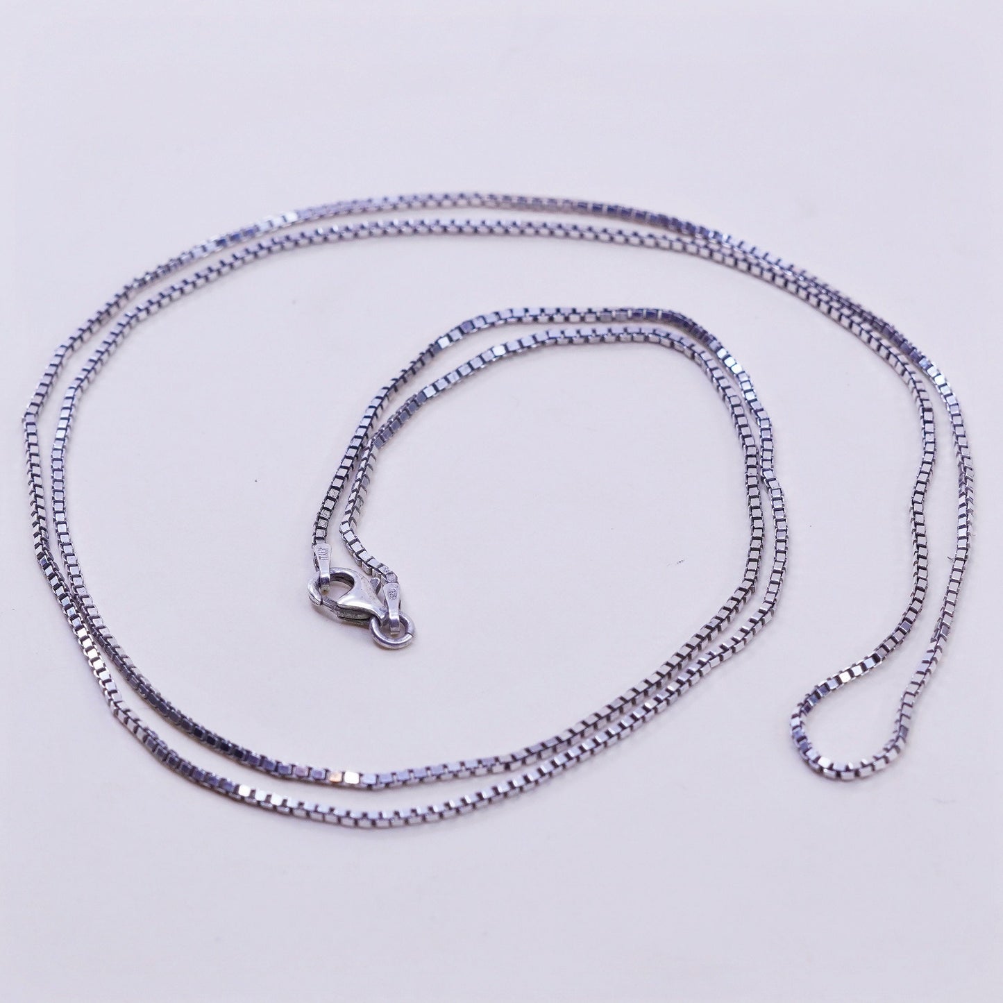 30”, 1mm, Vintage sterling silver Italy 925 silver box chain, necklace