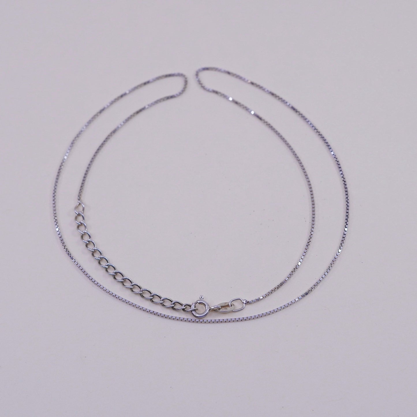 16+2”, Vintage Italian sterling 925 silver box chain, necklace