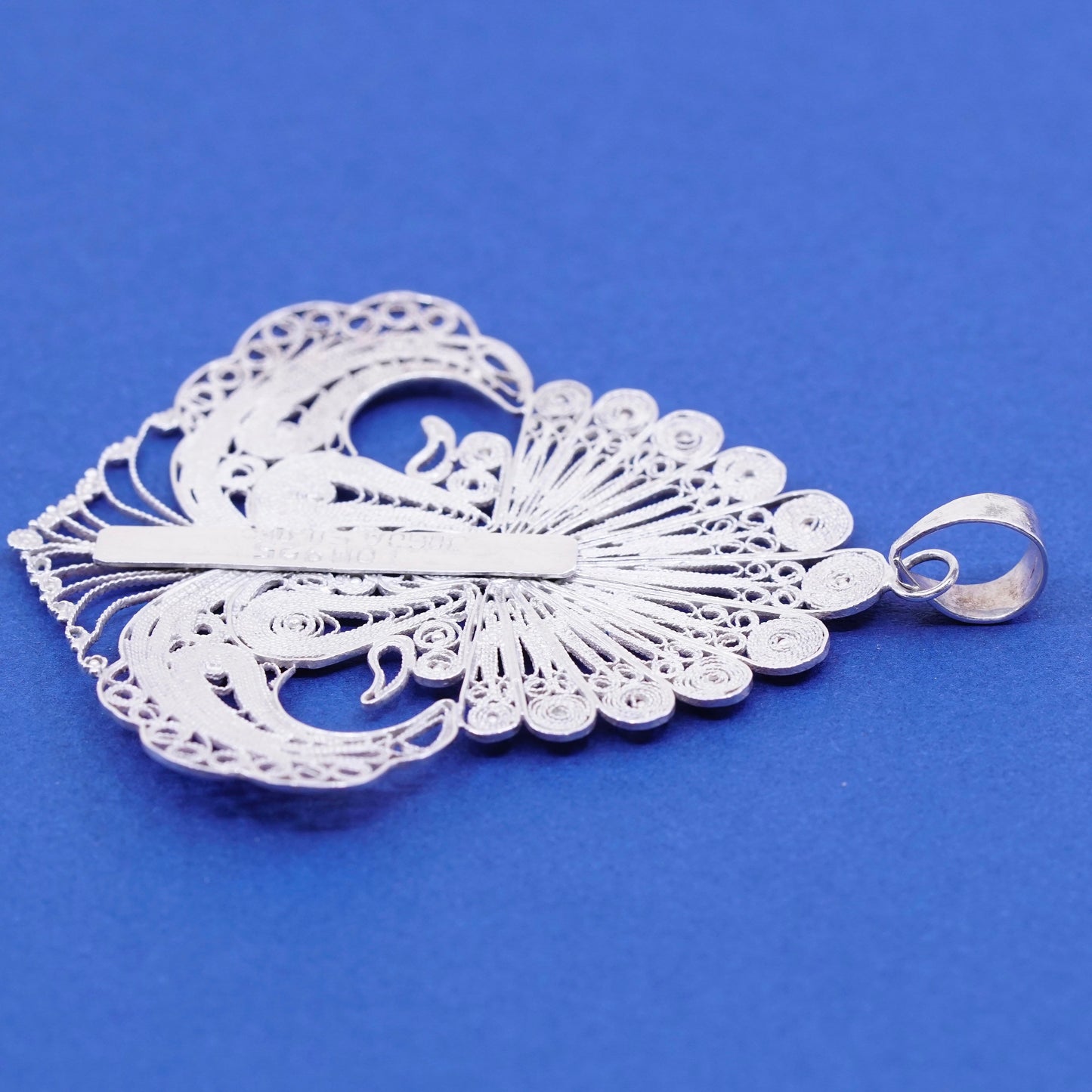 Vintage Tom JOGJA Sterling silver handmade pendant, 925 filigree wing