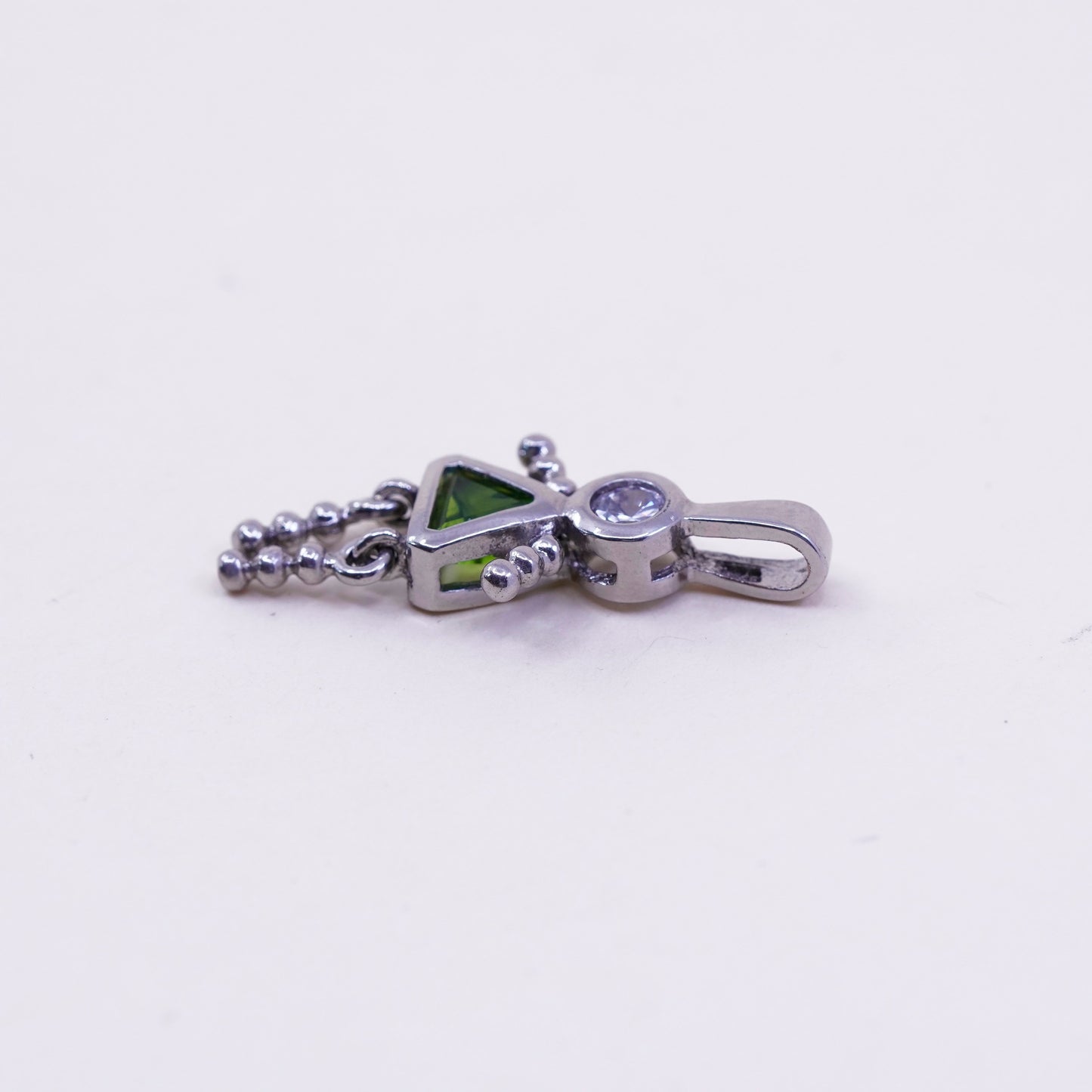 vtg sterling 925 silver birthstone handmade pendant peridot girl figure charm