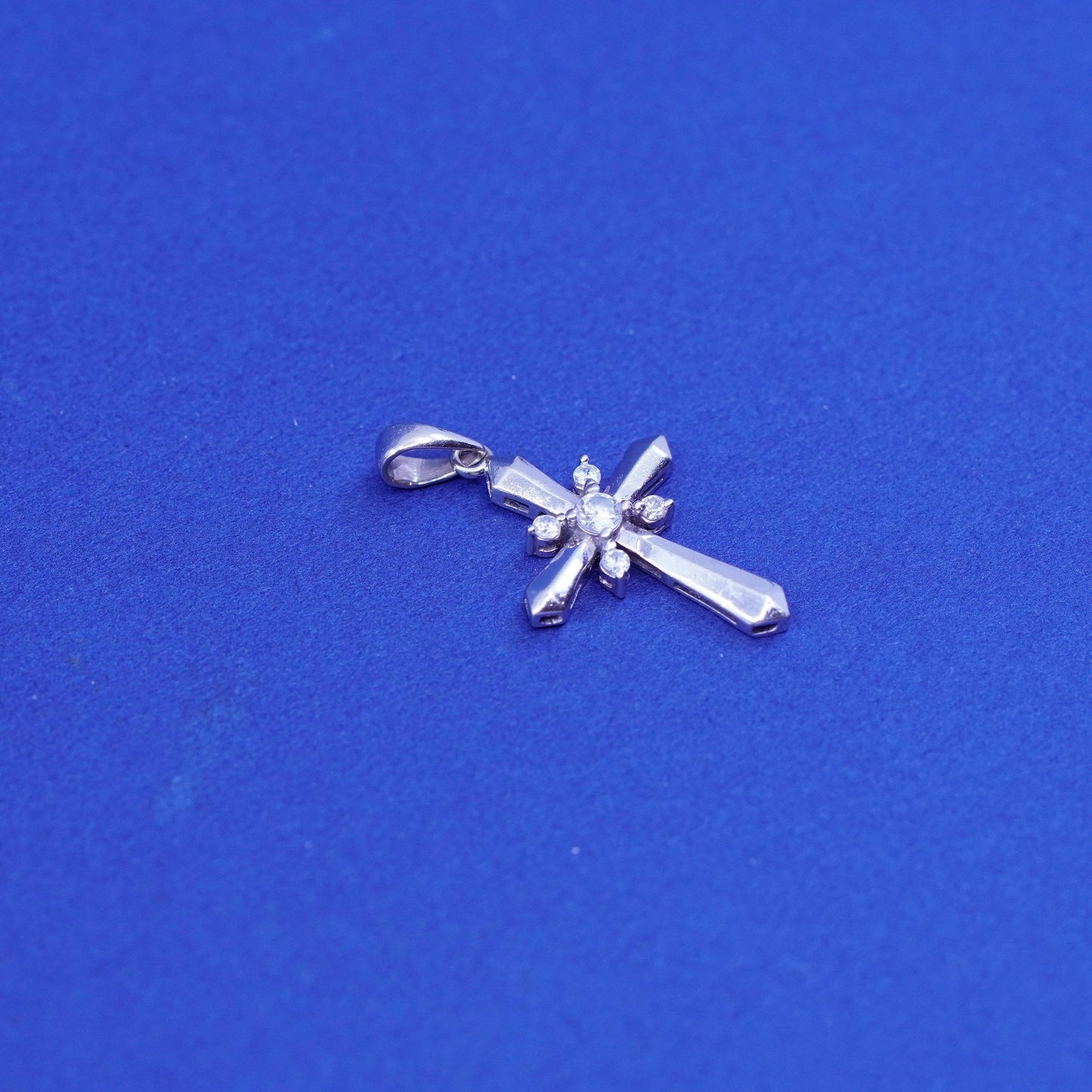 Vintage Sterling silver handmade pendant, 925 cross with Cz