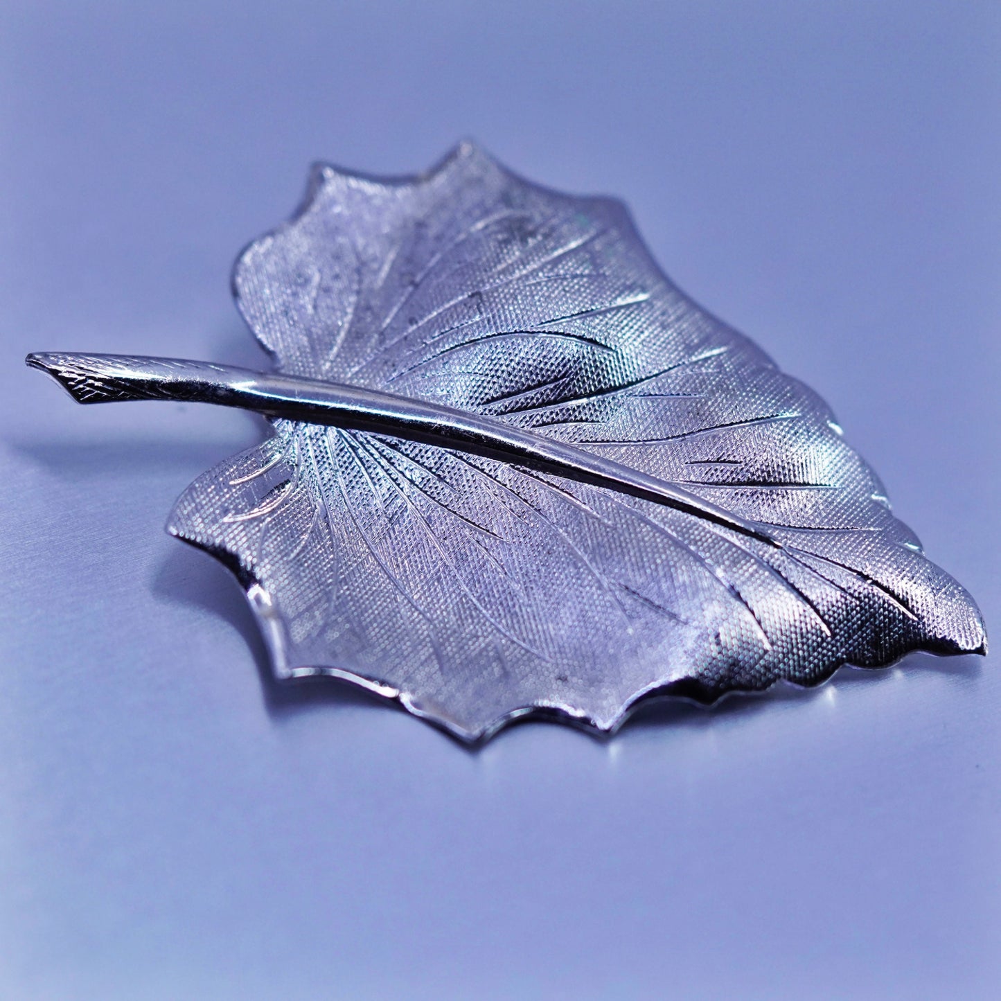 Vintage sterling silver handmade brooch, 925 maple leaf pin