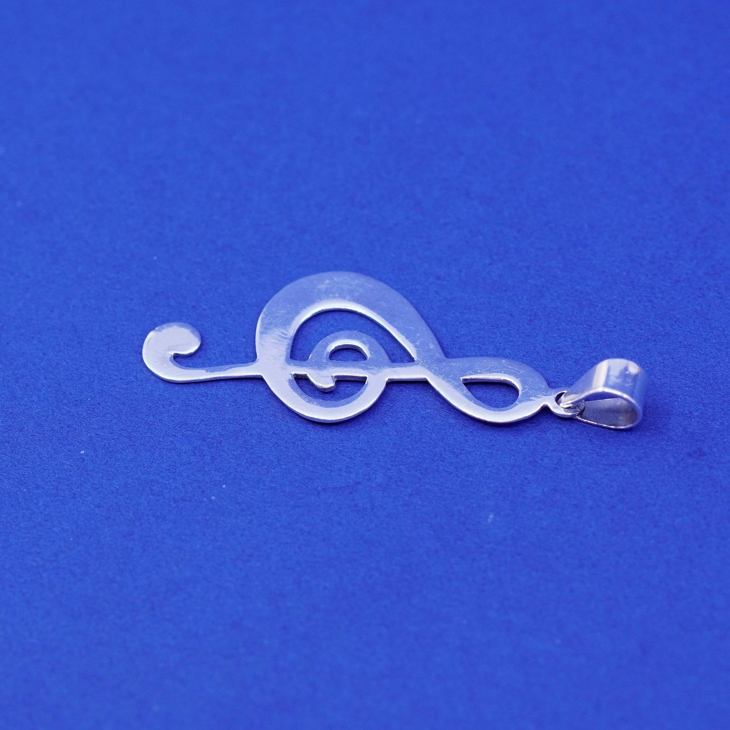 Vintage sterling silver handmade pendant, 925 whirly, swirl music note