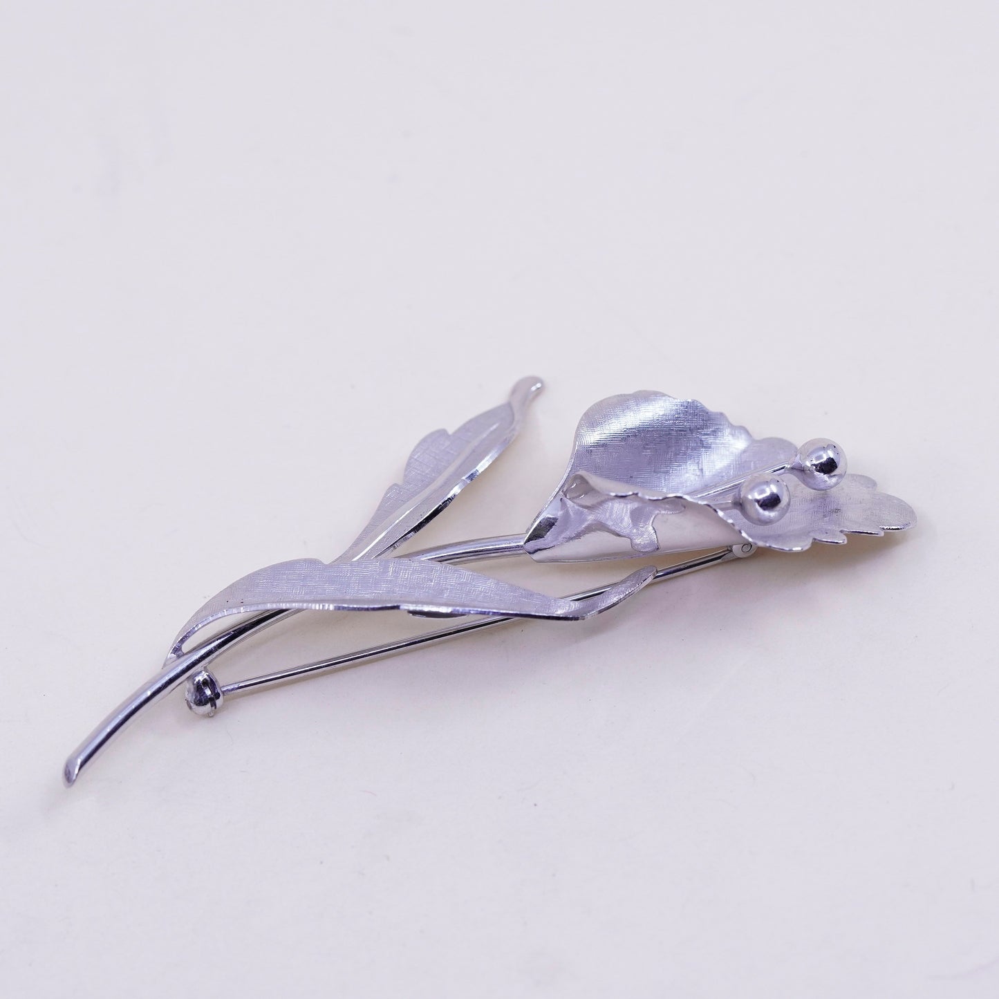 Vintage van dell Sterling silver handmade brooch, 925 flower leaf pin