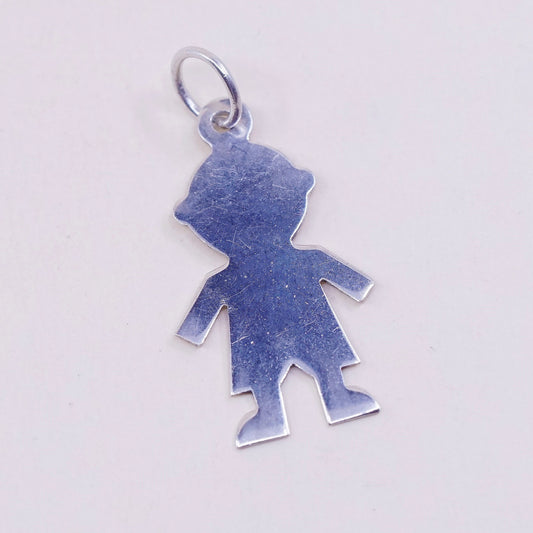 Vintage sterling silver handmade pendant, 925 boy figure pendant