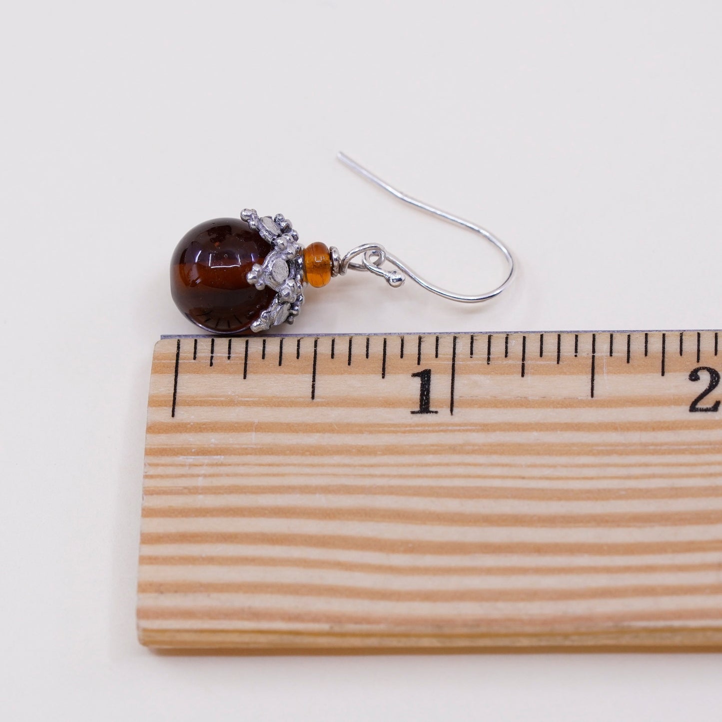 Vintage Sterling silver handmade earrings, 925 hook with garnet beads