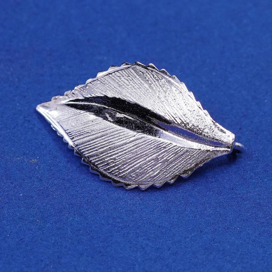 vtg Sterling silver handmade pendant, 925 leaf, stamped sterling