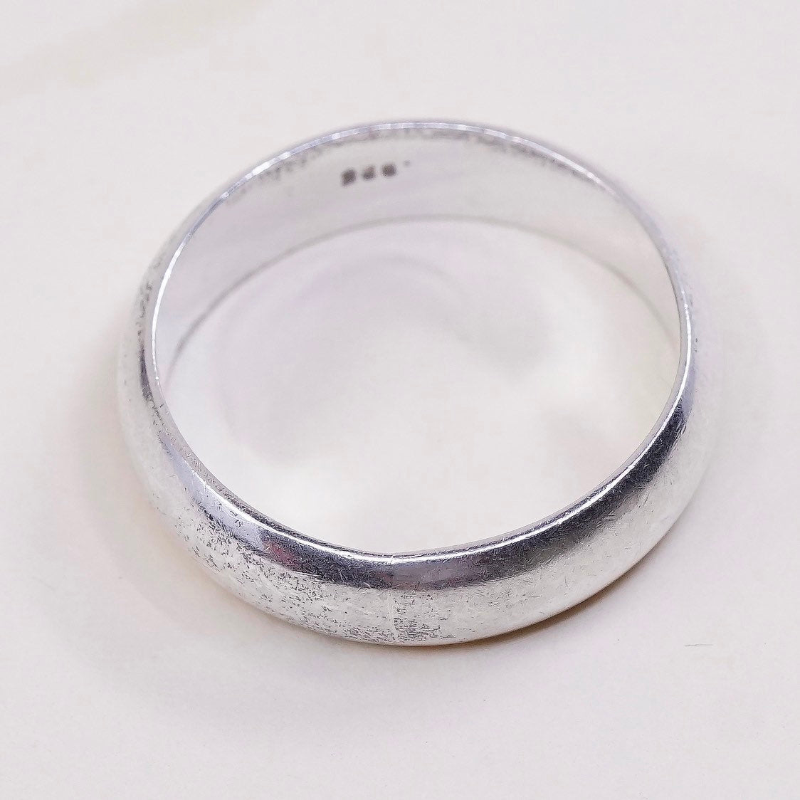 sz 10, vtg sterling silver handmade ring, 925 band, wedding band