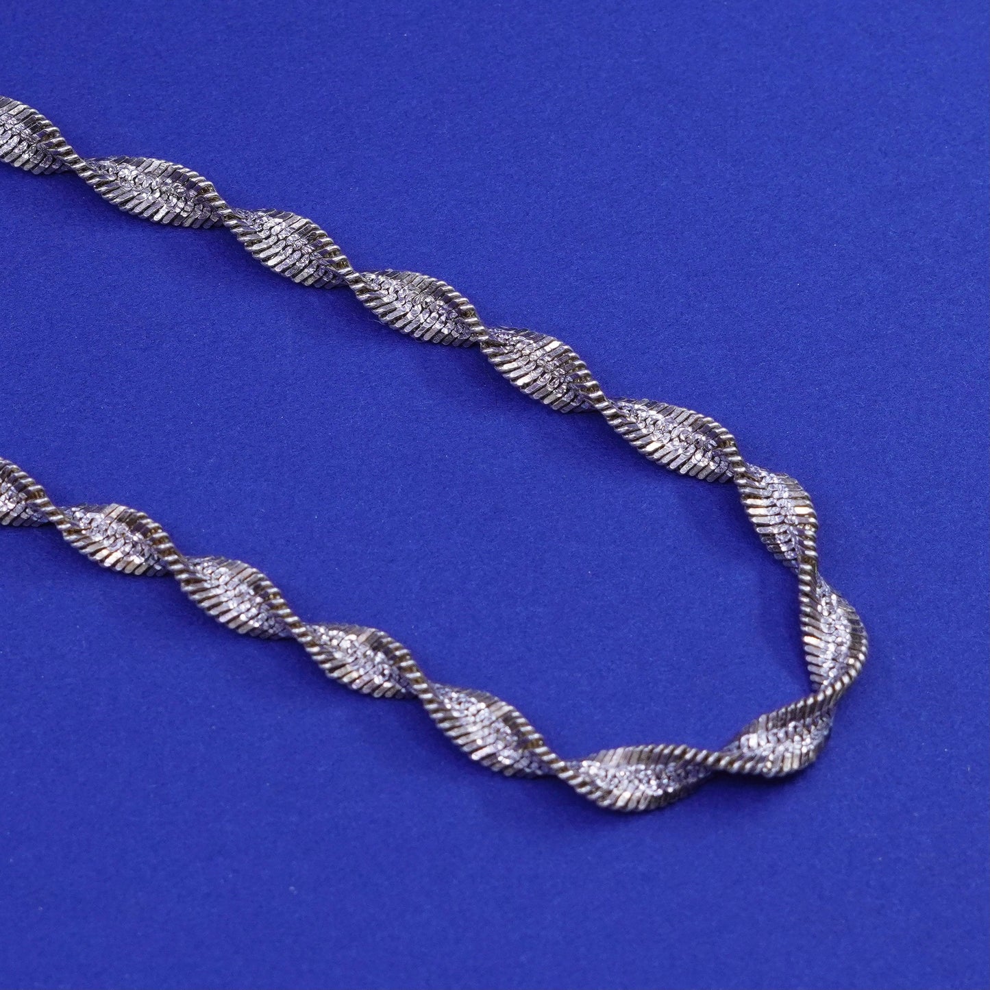 18”, vermeil gold over Sterling silver chain, 925 twisted herringbone necklace