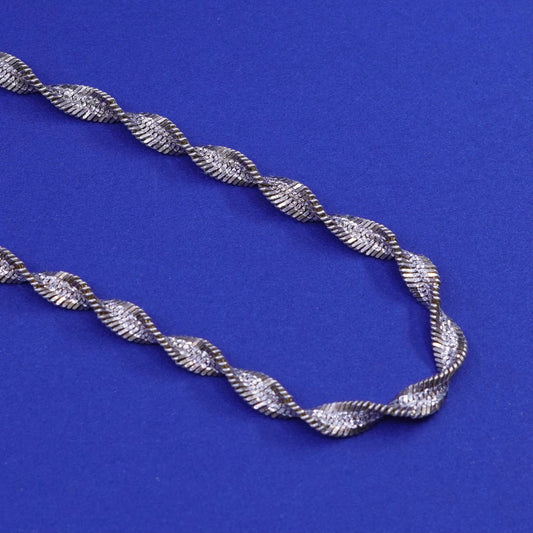 18”, vermeil gold over Sterling silver chain, 925 twisted herringbone necklace