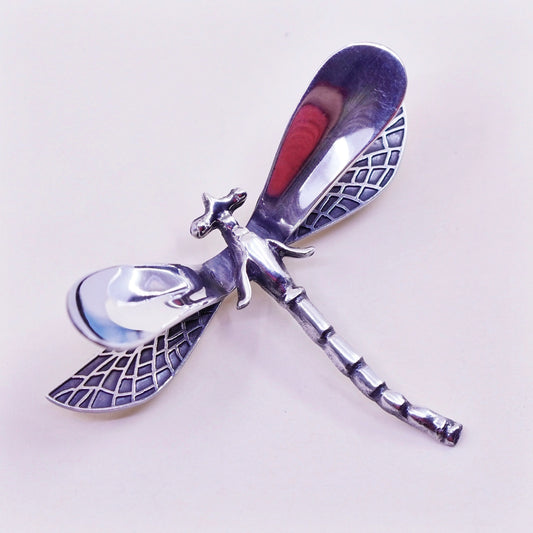 Vintage Sterling silver handmade brooch, 925 dragonfly pin