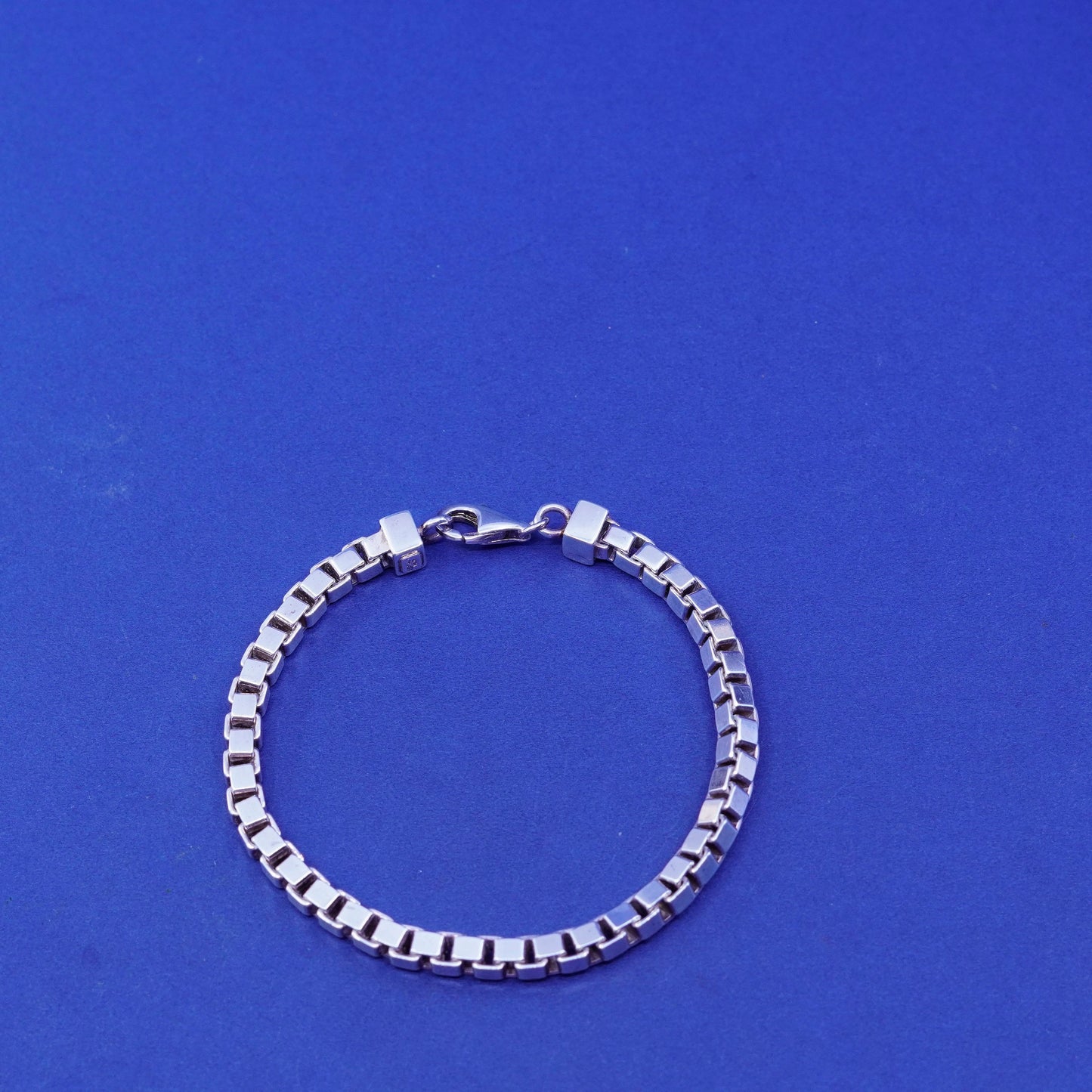 7.5”, vintage Milor Sterling silver handmade bracelet, Italy bold 925 box chain