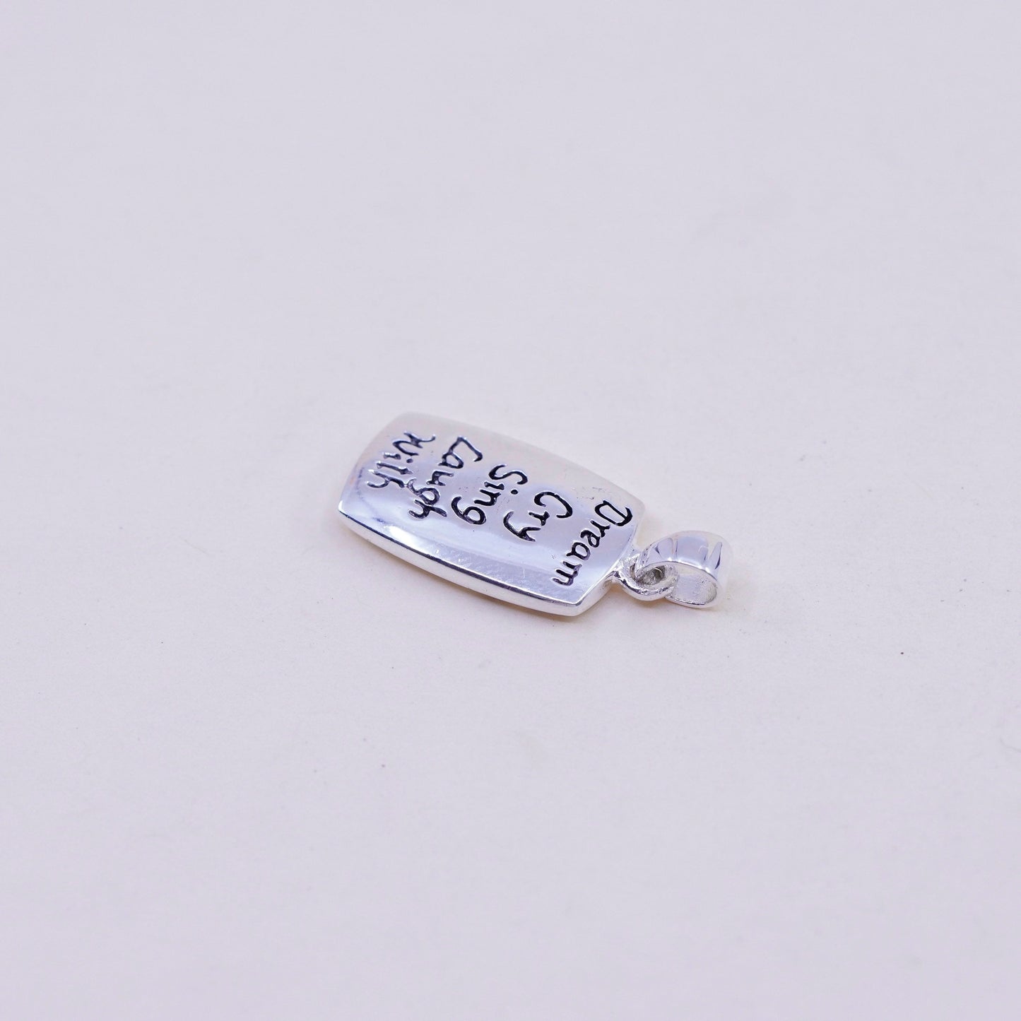 Sterling silver pendant, 925 tag “a friend is someone to dream cry sing laugh