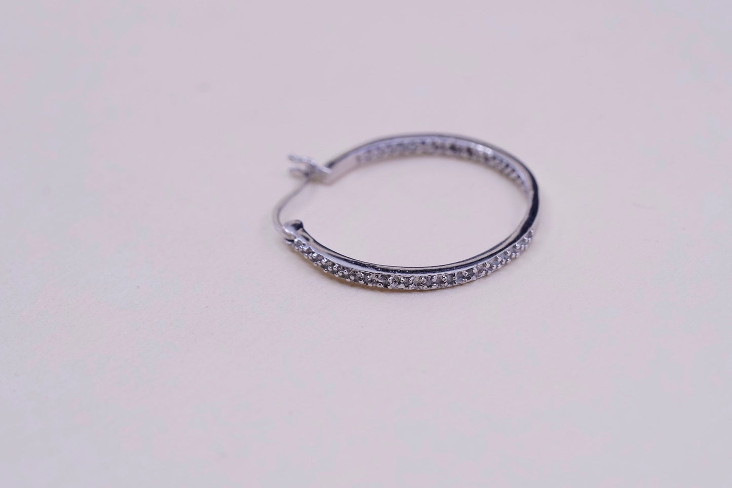 1”, vtg sterling 925 silver loop earrings, fashion minimalist primitive hoops