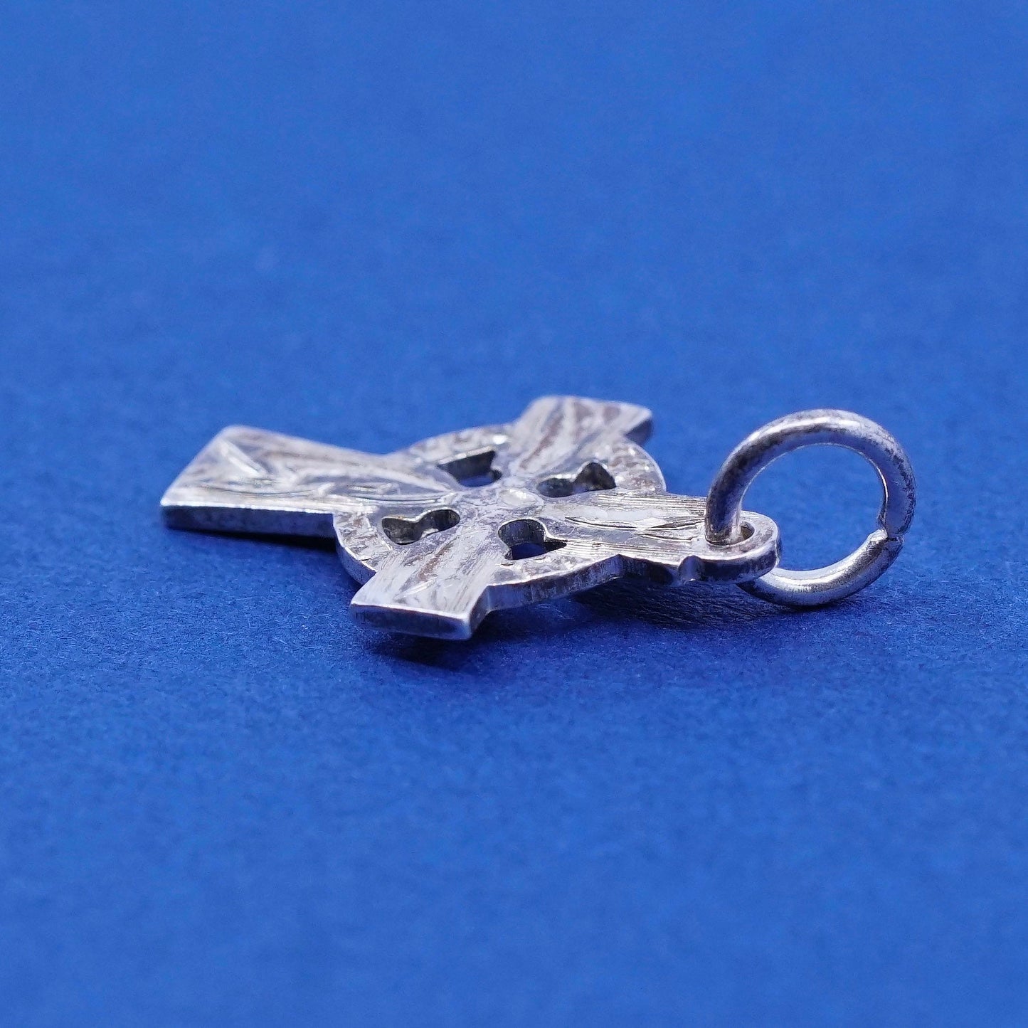 Vintage Ireland Sterling silver handmade pendant, solid 925 silver cross charm