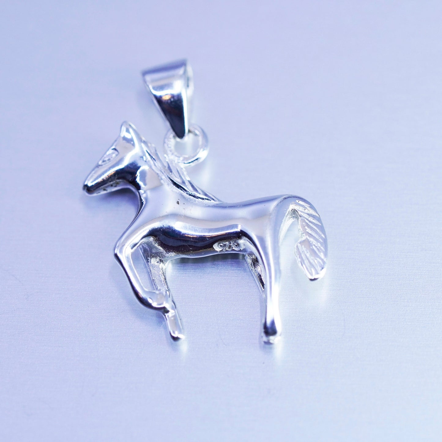 Antique Sterling silver handmade simple 925 horse charm pendant