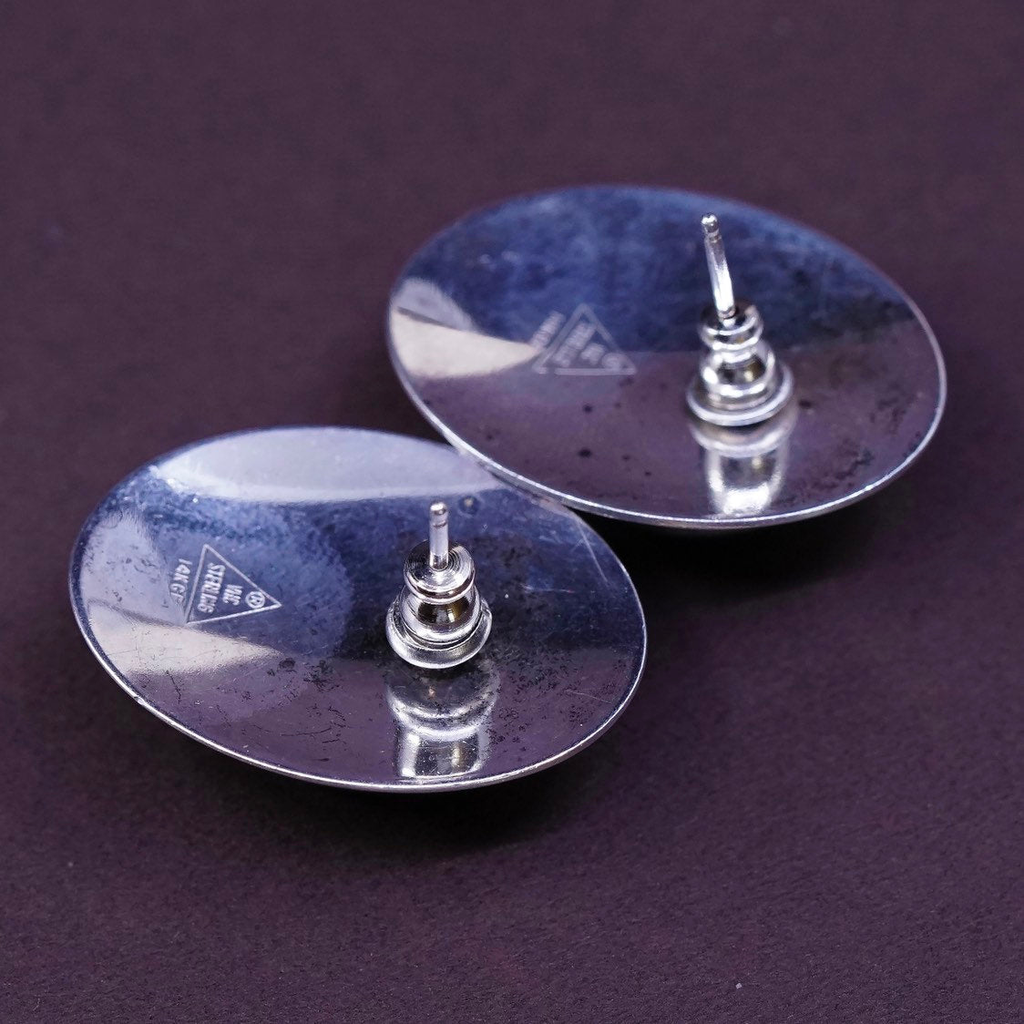 VHC Sterling silver earrings southwestern 925 studs w/ malachite N 14K GF cable