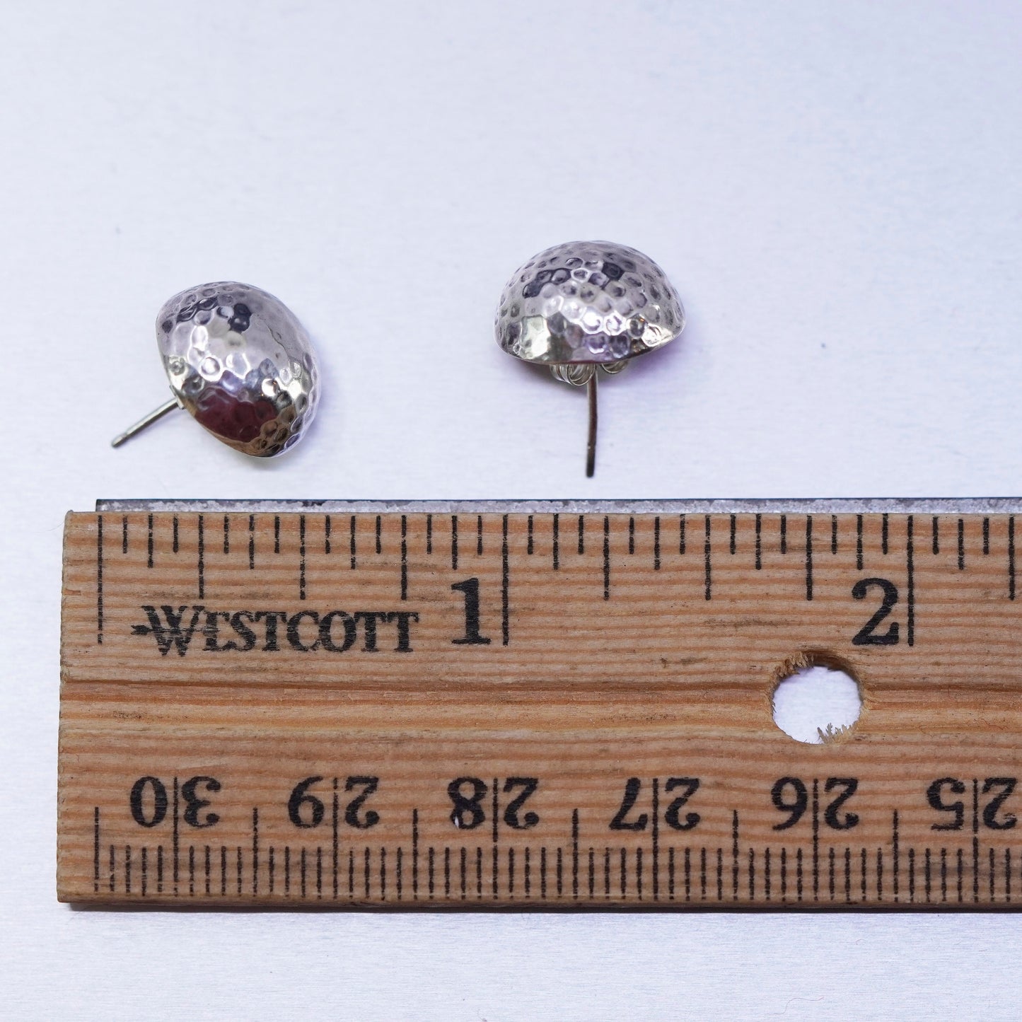 Vintage Sterling 925 silver handmade earrings, hammered textured studs